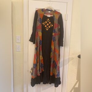 Yash Gallery Boho Patchwork Dress Embroidered Floral Size M